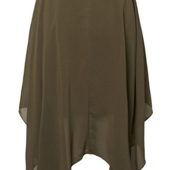 Khaki green chiffon skirt - Picture 2 of 5